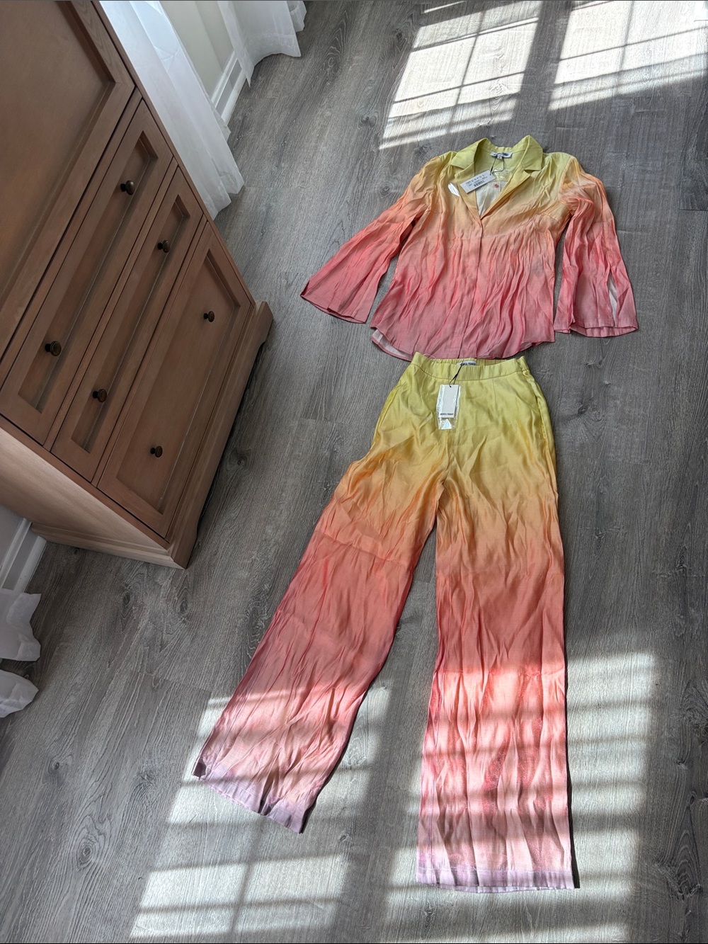 Andrea Iyamah Tie-Dye Ombre Two-Piece Set - Yellow to Pink